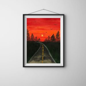 Sunset Drive I framed